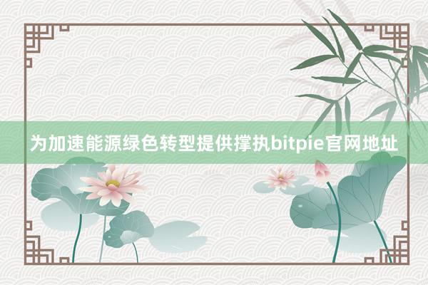 为加速能源绿色转型提供撑执bitpie官网地址