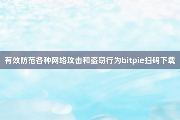 有效防范各种网络攻击和盗窃行为bitpie扫码下载