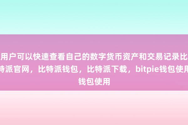 用户可以快速查看自己的数字货币资产和交易记录比特派官网，比特派钱包，比特派下载，bitpie钱包使用