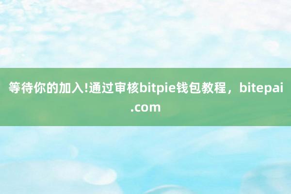 等待你的加入!通过审核bitpie钱包教程，bitepai.com