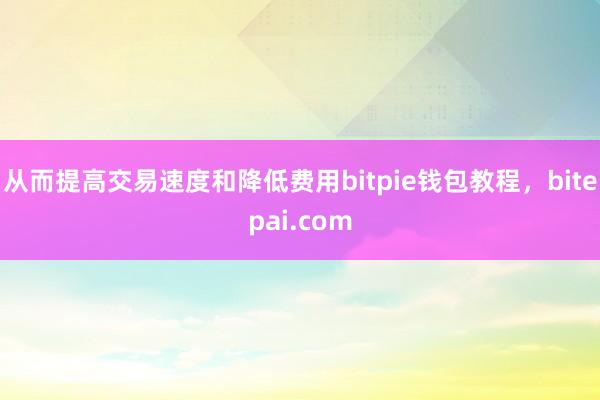 从而提高交易速度和降低费用bitpie钱包教程，bitepai.com