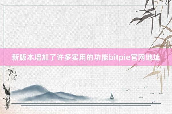 新版本增加了许多实用的功能bitpie官网地址