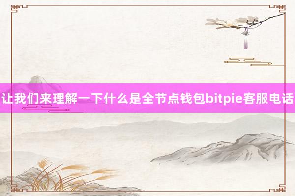 让我们来理解一下什么是全节点钱包bitpie客服电话