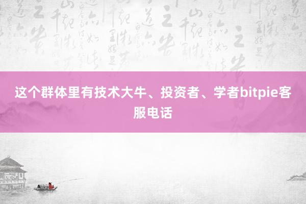 这个群体里有技术大牛、投资者、学者bitpie客服电话